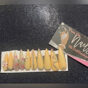 Yellow Floral Press-On Nails